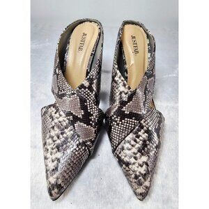 JustFab Snakeskin Pointy Toe Mules Black and White-SZ 10